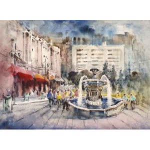 Farrukh Naseem, 22 x 30 Inch, Watercolor On Paper, Cityscape Painting,AC-FN-106